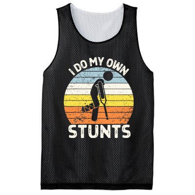 I Do My Own Stunts Broken Leg Get Well Soon Gift Crutches Mesh Reversible Basketball Jersey Tank