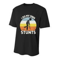 I Do My Own Stunts Broken Leg Get Well Soon Gift Crutches Youth Performance Sprint T-Shirt