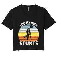 I Do My Own Stunts Broken Leg Get Well Soon Gift Crutches Women's Crop Top Tee