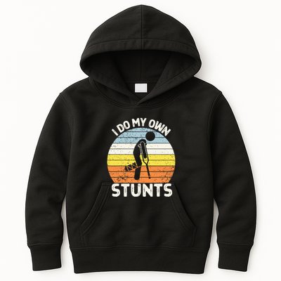 I Do My Own Stunts Broken Leg Get Well Soon Gift Crutches Kids Hoodie