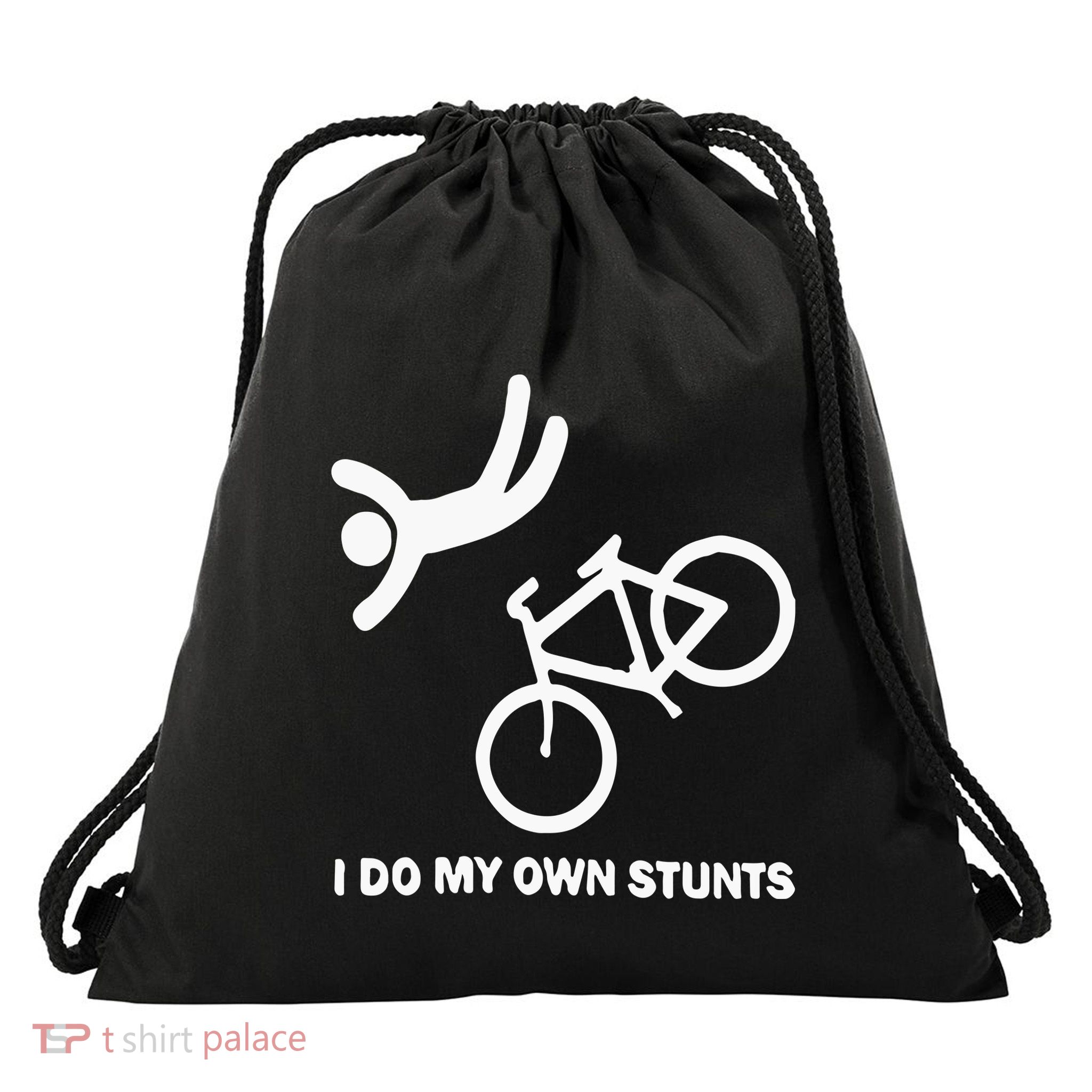 I Do My Own Stunts Drawstring Bag