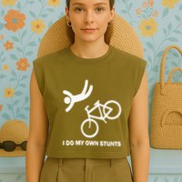 I Do My Own Stunts Garment-Dyed Women's Muscle Tee