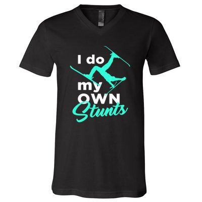 I Do My Own Stunts Jet Ski Lover Gift For Skier V-Neck T-Shirt