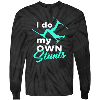 I Do My Own Stunts Jet Ski Lover Gift For Skier Tie-Dye Long Sleeve Shirt