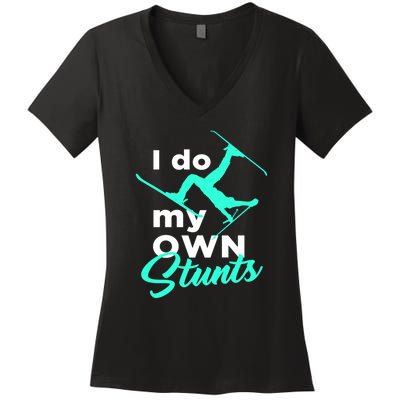 I Do My Own Stunts Jet Ski Lover Gift For Skier Women's V-Neck T-Shirt