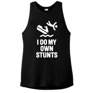 I Do My Own Stunts Jet Ski Personal Watercraft PWC Gift Ladies PosiCharge Tri-Blend Wicking Tank