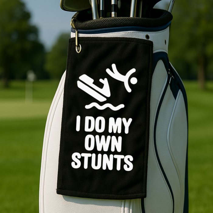 I Do My Own Stunts Jet Ski Personal Watercraft PWC Gift Golf Towel