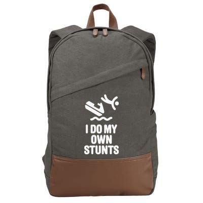 I Do My Own Stunts Jet Ski Personal Watercraft PWC Gift Cotton Canvas Backpack