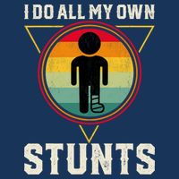 I Do My Own Stunts Get Well Funny Injury Leg Ankle Knee Foot 7 Panel Mesh Trucker Snapback Hat