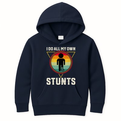 I Do My Own Stunts Get Well Funny Injury Leg Ankle Knee Foot Kids Hoodie