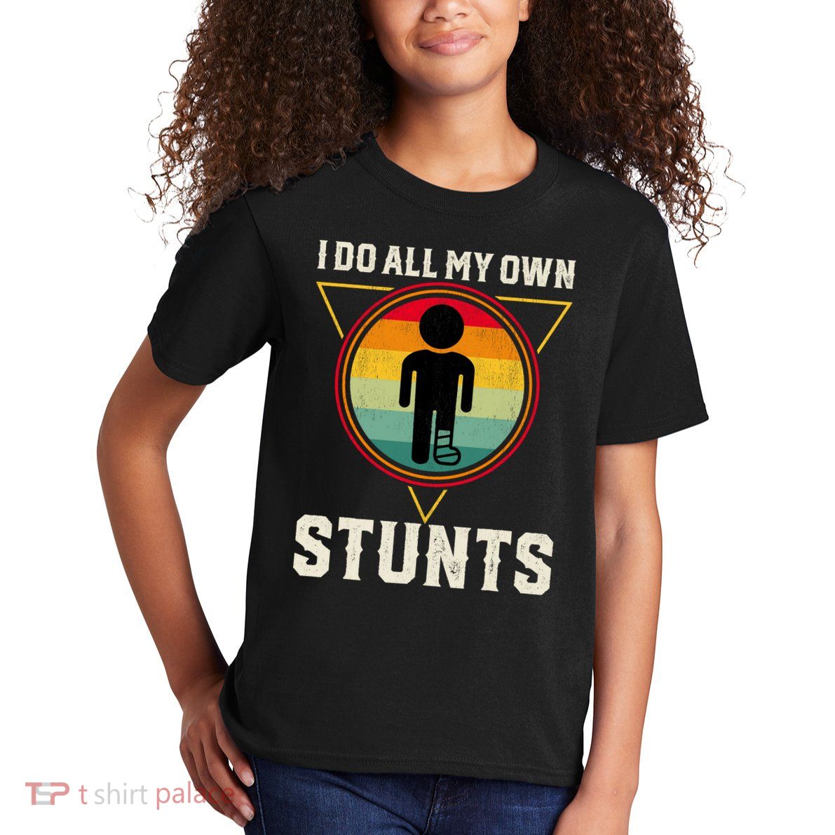 I Do My Own Stunts Get Well Funny Injury Leg Ankle Knee Foot Kids T-Shirt