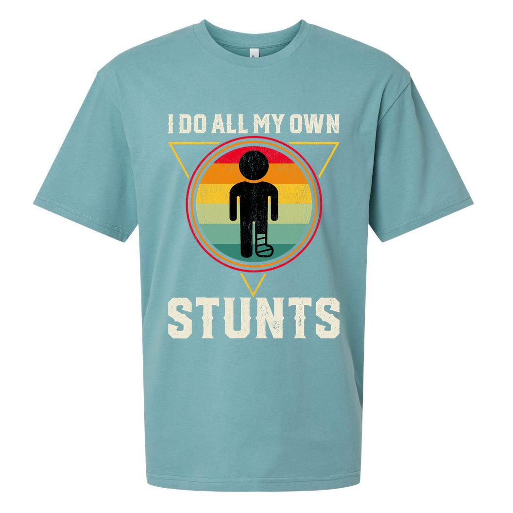 I Do My Own Stunts Get Well Funny Injury Leg Ankle Knee Foot Sueded Cloud Jersey T-Shirt