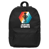I Do My Own Stunts Funny Broken Leg Feet Injury Get Well Soon 16 in Basic Backpack