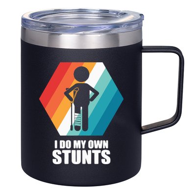 I Do My Own Stunts Funny Broken Leg Feet Injury Get Well Soon 12oz Stainless Steel Coffee Mug