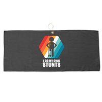 I Do My Own Stunts Funny Broken Leg Feet Injury Get Well Soon Large Microfiber Waffle Golf Towel