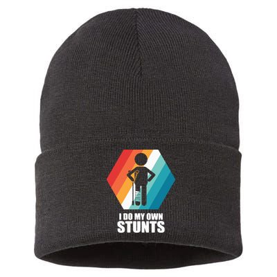 I Do My Own Stunts Funny Broken Leg Feet Injury Get Well Soon Sustainable Knit Beanie