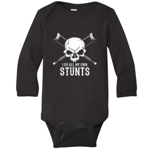 I Do My Own Stunts Cool Funny Skeleton Gift For Men Women Baby Long Sleeve Bodysuit