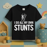 I Do My Own Stunts Ladder Fall Funny Gift Toddler T-Shirt