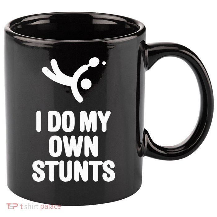 I Do My Own Stunts Funny Table Tennis Paddle Ping Pong Gift 11oz C Handle Ceramic Mug