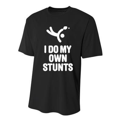 I Do My Own Stunts Funny Table Tennis Paddle Ping Pong Gift Youth Performance Sprint T-Shirt
