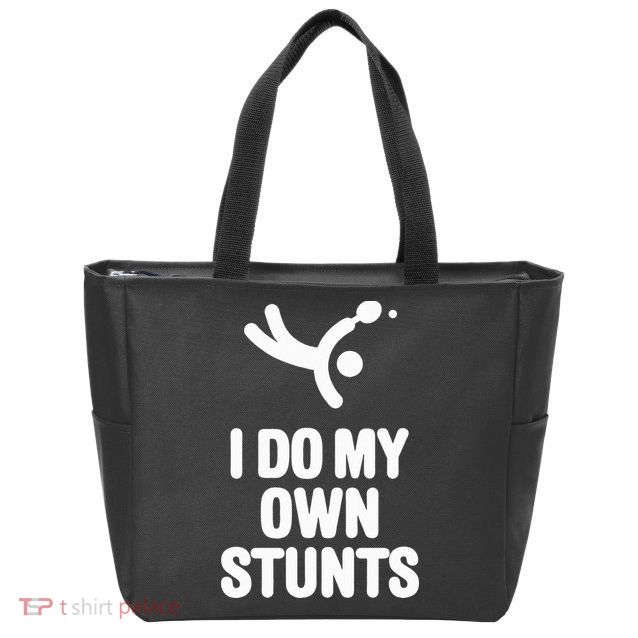 I Do My Own Stunts Funny Table Tennis Paddle Ping Pong Gift Zip Tote Bag