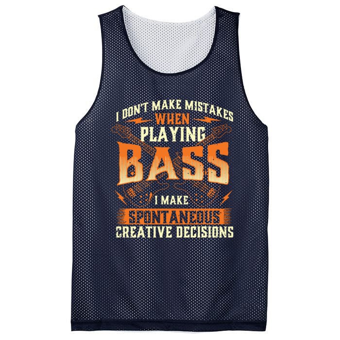 I Dont Make Mistakes Playing Bass Bassist Bass Guitar Mesh Reversible Basketball Jersey Tank