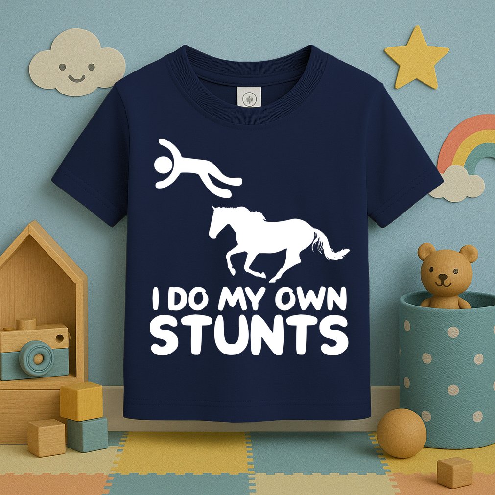 I Do My Own Stunts Horse Rider Equestrian Horseback Riding Toddler T-Shirt