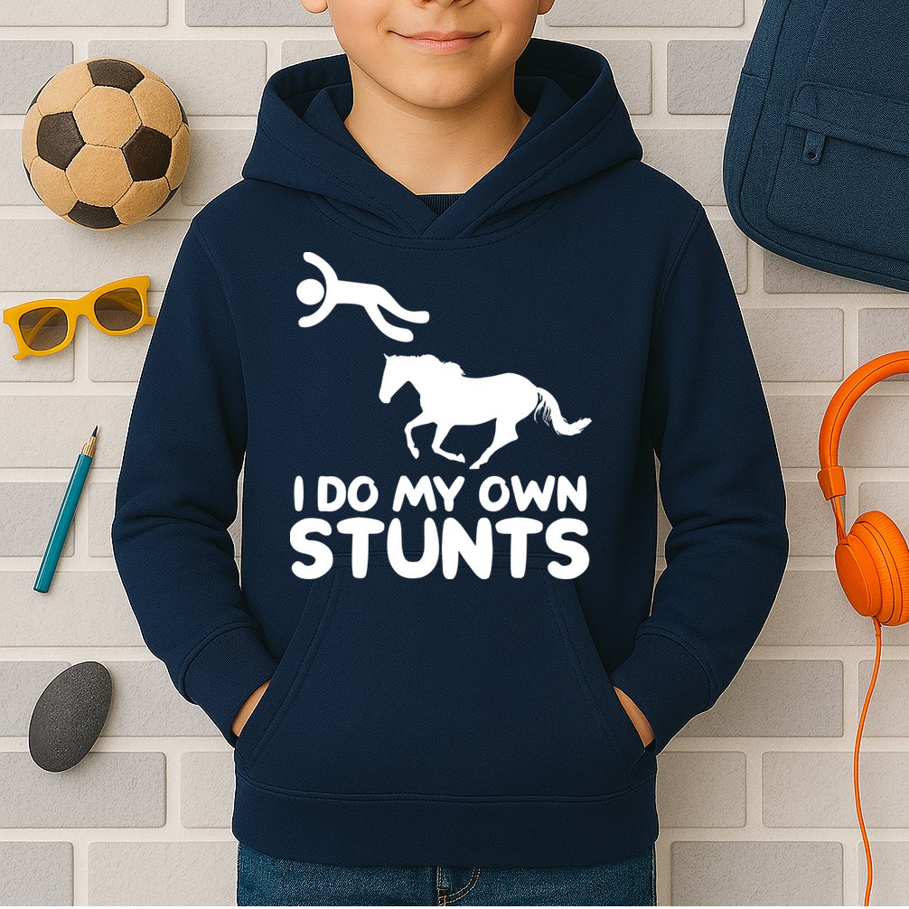 I Do My Own Stunts Horse Rider Equestrian Horseback Riding Kids Hoodie