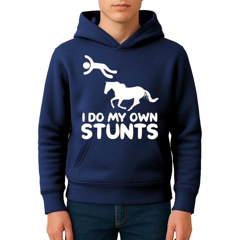 I Do My Own Stunts Horse Rider Equestrian Horseback Riding Kids Hoodie