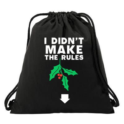 I DidnT Make The Rules Funny Dirty Christmas Mistletoe Gift Drawstring Bag