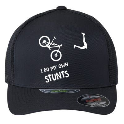 I Do My Own Stunts Mountain Bike Funny MTB Flexfit Unipanel Trucker Cap