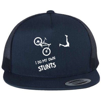 I Do My Own Stunts Mountain Bike Funny MTB Flat Bill Trucker Hat