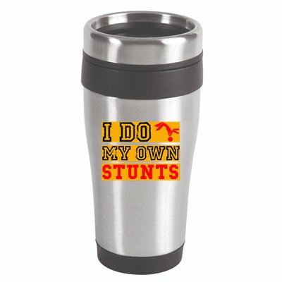 I Do My Own Stunts Funny Broken Bone Injury Get Well 16oz Travel Tumbler