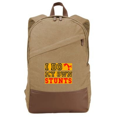 I Do My Own Stunts Funny Broken Bone Injury Get Well Cotton Canvas Backpack