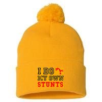 I Do My Own Stunts Funny Broken Bone Injury Get Well Pom Pom 12in Knit Beanie