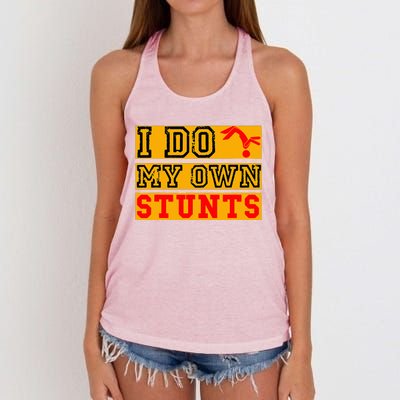 I Do My Own Stunts Funny Broken Bone Injury Get Well Women's Knotted Racerback Tank