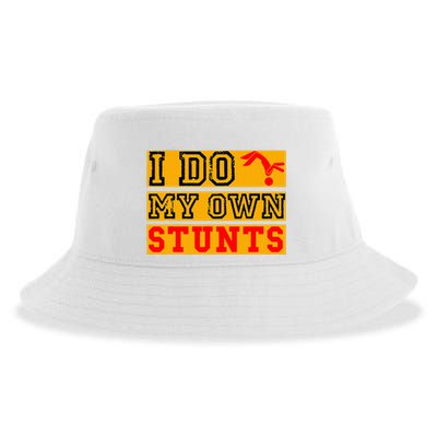 I Do My Own Stunts Funny Broken Bone Injury Get Well Sustainable Bucket Hat