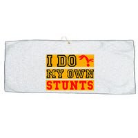 I Do My Own Stunts Funny Broken Bone Injury Get Well Large Microfiber Waffle Golf Towel