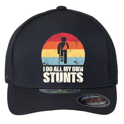 I Do My Own Stunts Funny Get Well Soon Flexfit Unipanel Trucker Cap