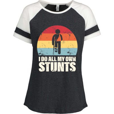 I Do My Own Stunts Funny Get Well Soon Enza Ladies Jersey Colorblock Tee