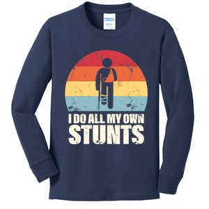 I Do My Own Stunts Funny Get Well Soon Kids Long Sleeve Shirt