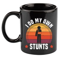 I Do My Own Stunts Funny Get Well Broken Arm Injury 11oz C Handle Ceramic Mug