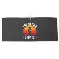 I Do My Own Stunts Funny Get Well Broken Arm Injury Large Microfiber Waffle Golf Towel