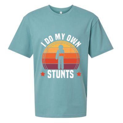 I Do My Own Stunts Funny Get Well Broken Arm Injury Sueded Cloud Jersey T-Shirt
