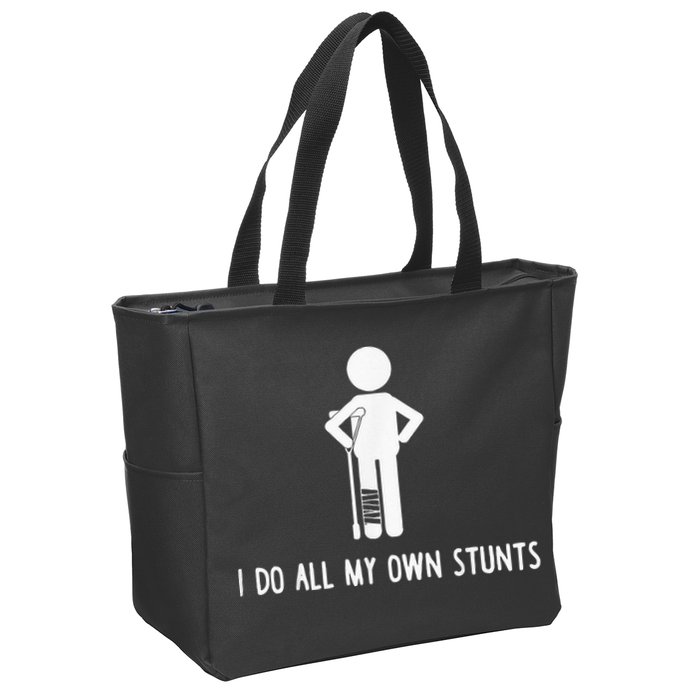 I Do My Own Stunts Funny Injury Funny Recovery Broken Leg Zip Tote Bag