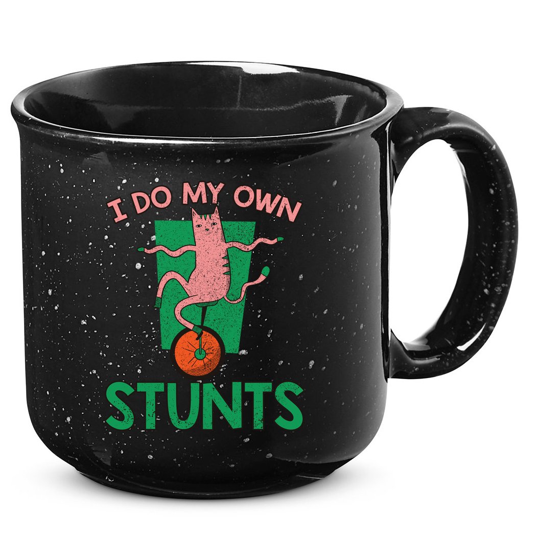 I Do My Own Stunts Funny Cat Gift 15oz Campfire Ceramic Mug