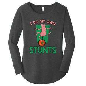 I Do My Own Stunts Funny Cat Gift Women's Perfect Tri Tunic Long Sleeve Shirt