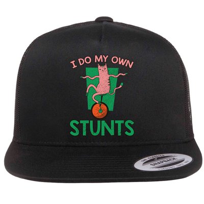I Do My Own Stunts Funny Cat Gift Flatbill Hat