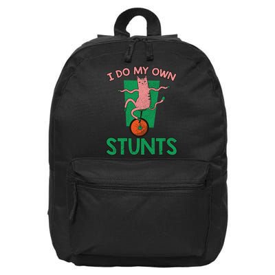 I Do My Own Stunts Funny Cat Gift 16 in Basic Backpack