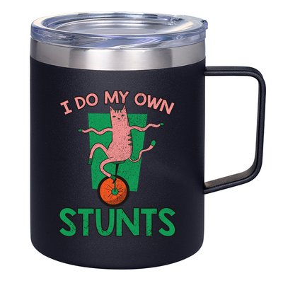 I Do My Own Stunts Funny Cat Gift 12oz Stainless Steel Coffee Mug